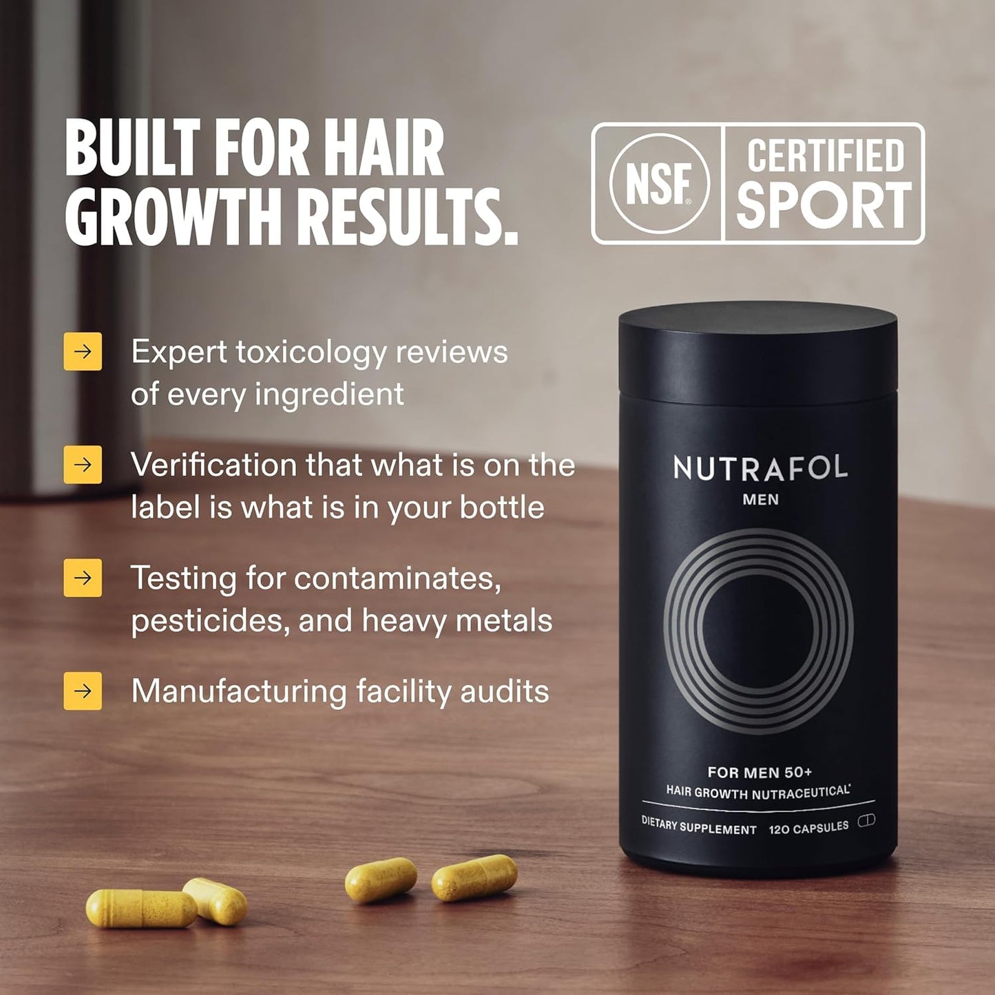 Nutrafol Men's Hair Growth Supplements, Clinically Tested for Visibly Thicker Hair and Scalp Coverage, Dermatologist Recommended - 1 Month Supply