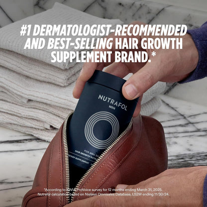 Nutrafol Men's Hair Growth Supplements, Clinically Tested for Visibly Thicker Hair and Scalp Coverage, Dermatologist Recommended - 1 Month Supply